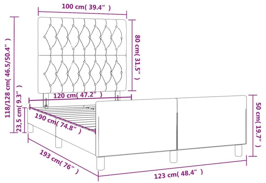 Πλαίσιο Κρεβατιού χωρίς στρώμα Taupe 120x190 εκ. Υφασμάτινο - Μπεζ-Γκρι