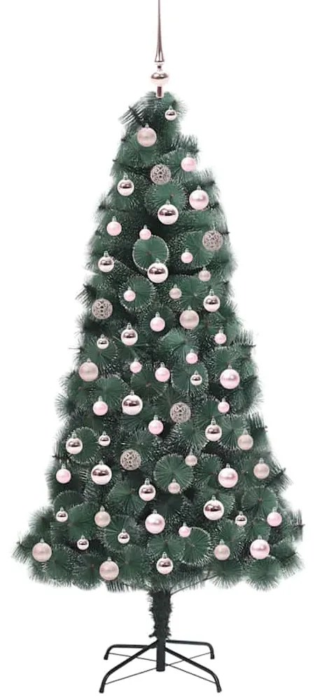 vidaXL Τεχνητό έλατο Χριστουγέννων με προεγκατεστημένα φώτα και σετ μπαλών