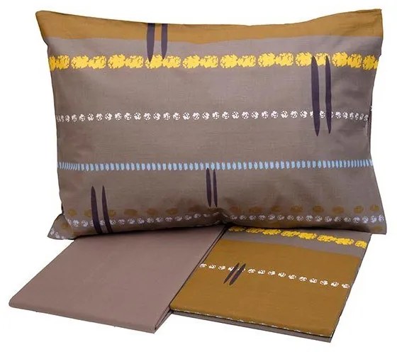 Σετ Σεντόνια Cotton Feelings εμπριμέ 2021 Brown Υπέρδιπλο (220x260)