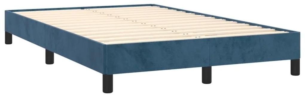 Κρεβάτι Boxspring με Στρώμα Σκούρο Μπλε 120x190 εκ. Βελούδινο - Μπλε