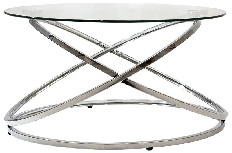 Τραπέζι σαλονιού Sabin pakoworld μέταλλο-γυαλί 8mm Φ80x43εκ Model: 029-000106