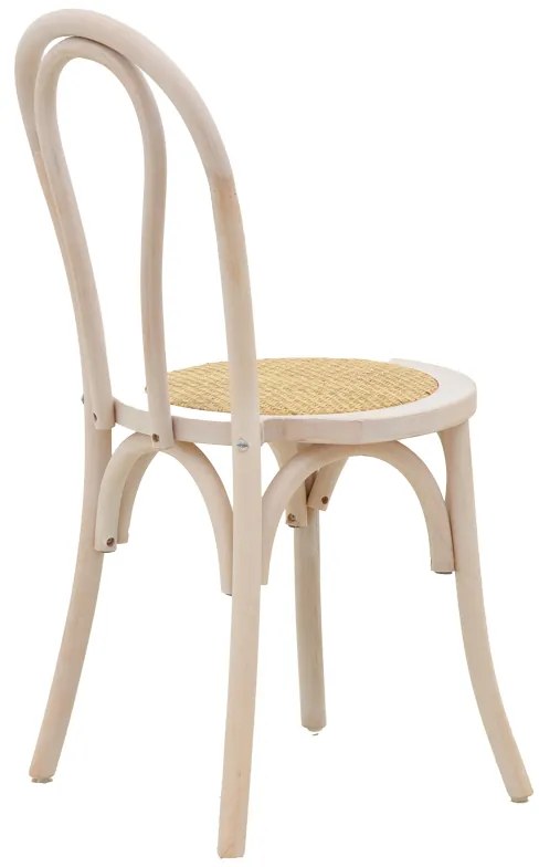 Καρέκλα Azhel pakoworld white wash ξύλο οξιάς-έδρα φυσικό rattan 41x50x89εκ