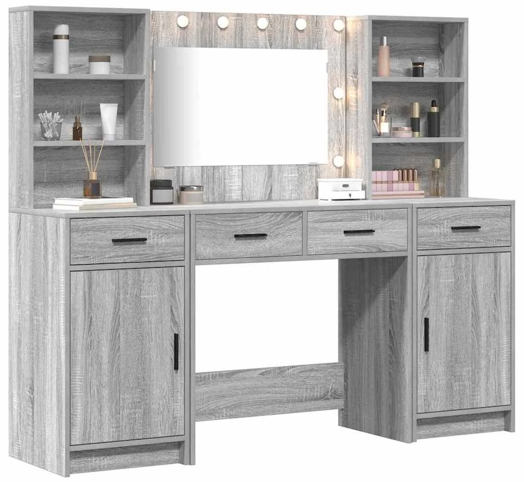 vidaXL Σετ Τραπεζιού Μακιγιάζ 3 pcs Γκρι sonoma 78.5 x 41 x 135 εκ