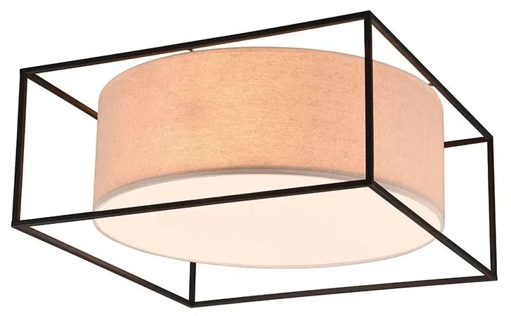 Φωτιστικό Οροφής Trio Lighting Ross 603100344 Μαύρο Ματ με Αμπαζούρ