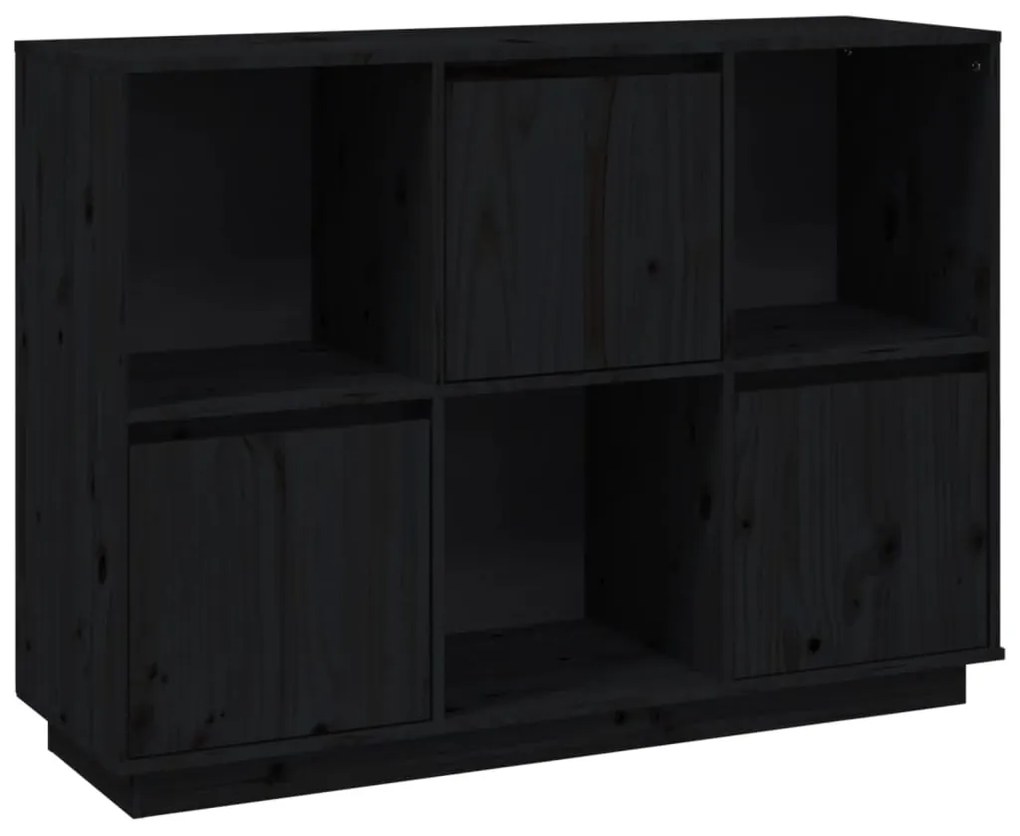 vidaXL Ντουλάπι Μαύρος 110,5x35x80 εκ. από Μασίφ Ξύλο Πεύκου