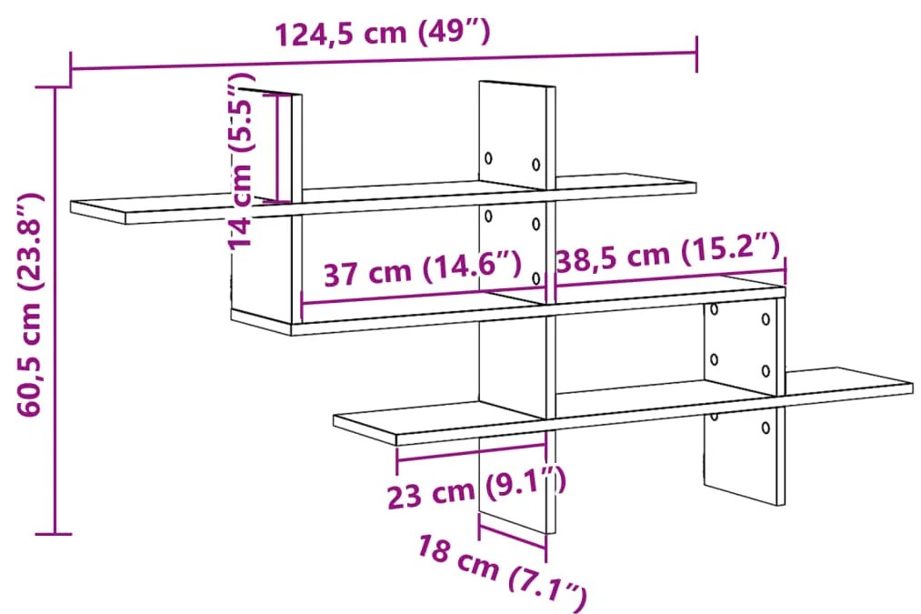 ΡΑΦΙΕΡΑ ΤΟΙΧΟΥ ΚΑΦΕ ΔΡΥΣ 124,5X18X60,5ΕΚ ΕΠΕΞΕΡΓΑΣΜΕΝΟ ΞΥΛΟ 853269