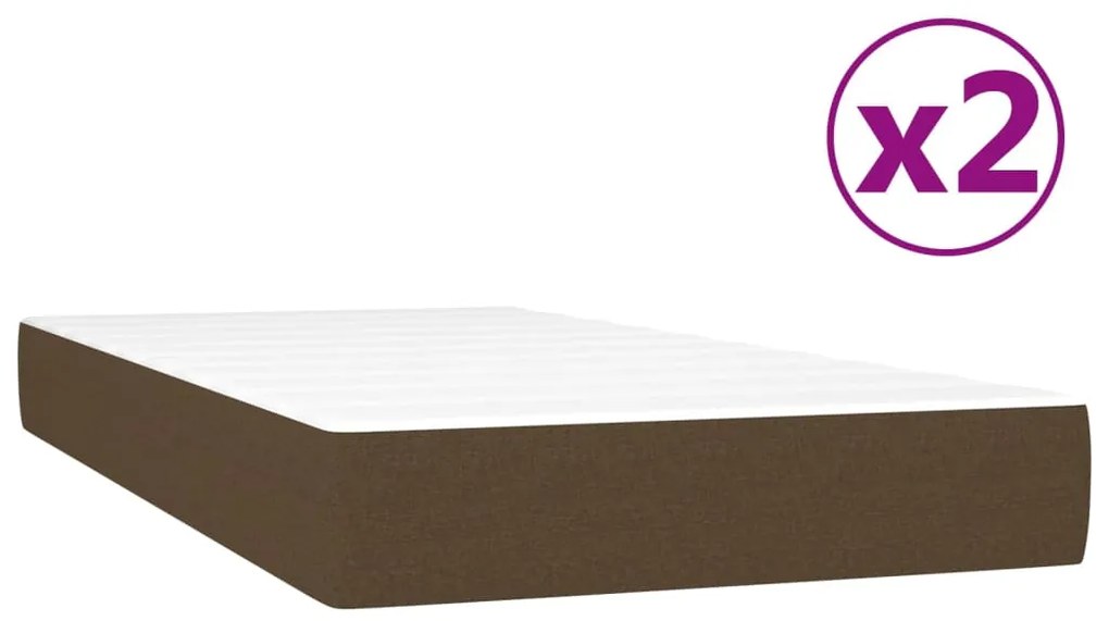 vidaXL Κρεβάτι Boxspring με Στρώμα Σκούρο Καφέ 200x200 εκ. Υφασμάτινο