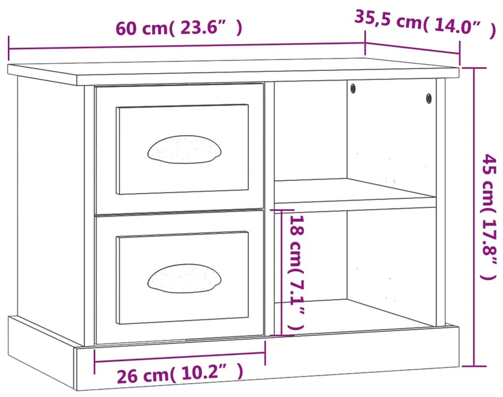 Κομοδίνο Γκρι Σκυροδέματος 60 x 35,5 x 45 εκ. - Γκρι