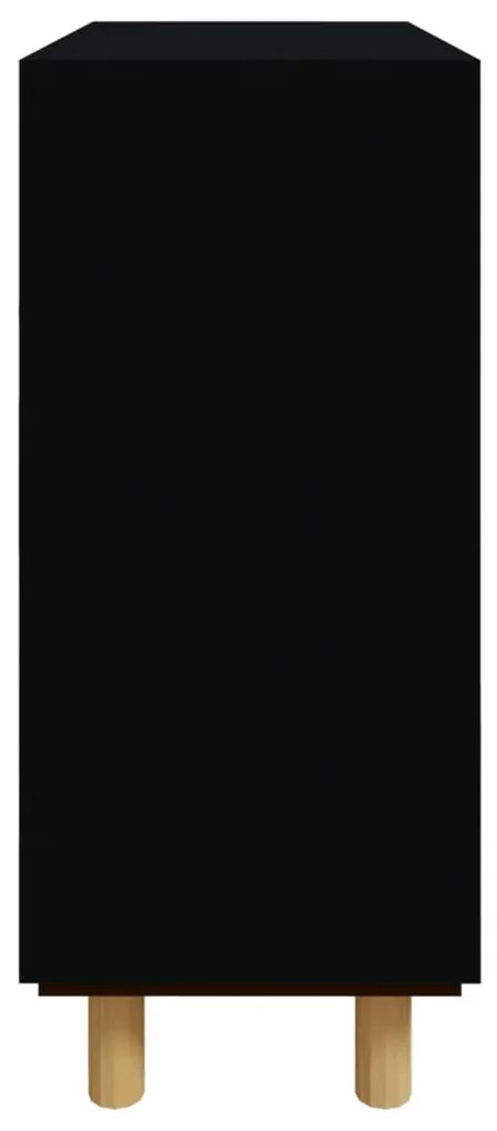 vidaXL Συρταριέρα Μαύρη 60x30x70 εκ. από Μασίφ Πεύκο & Φυσικό Ρατάν