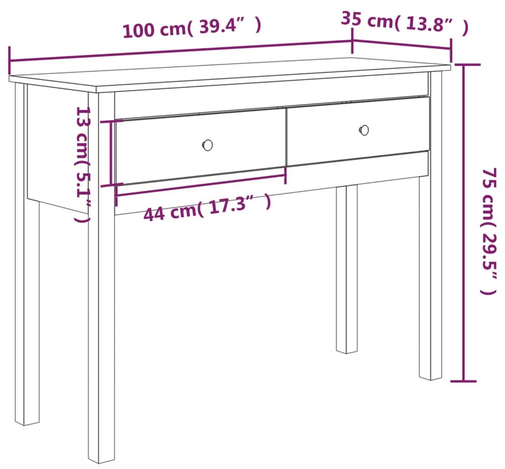 ΤΡΑΠΕΖΙ ΚΟΝΣΟΛΑ ΚΑΦΕ ΜΕΛΙ 100X35X75 ΕΚ. ΜΑΣΙΦ ΞΥΛΟ ΠΕΥΚΟΥ 814617