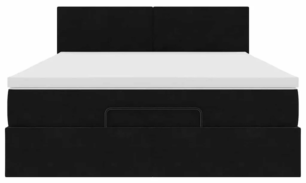 vidaXL Οθωμανικό κρεβάτι με στρώμα Μαύρο 140x190cm Βελούδο