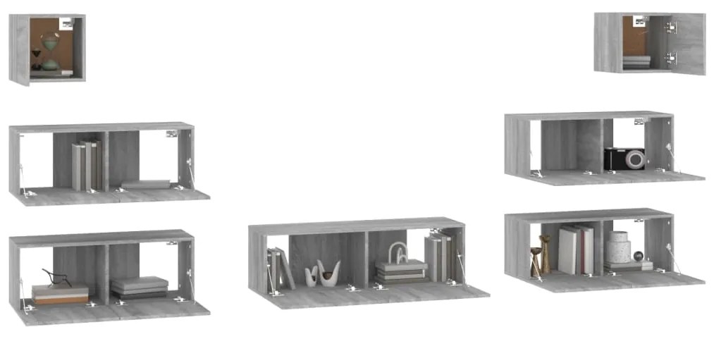 vidaXL Σετ Επίπλων Τηλεόρασης 7 Τεμ. Γκρι Sonoma Επεξεργασμένο Ξύλο