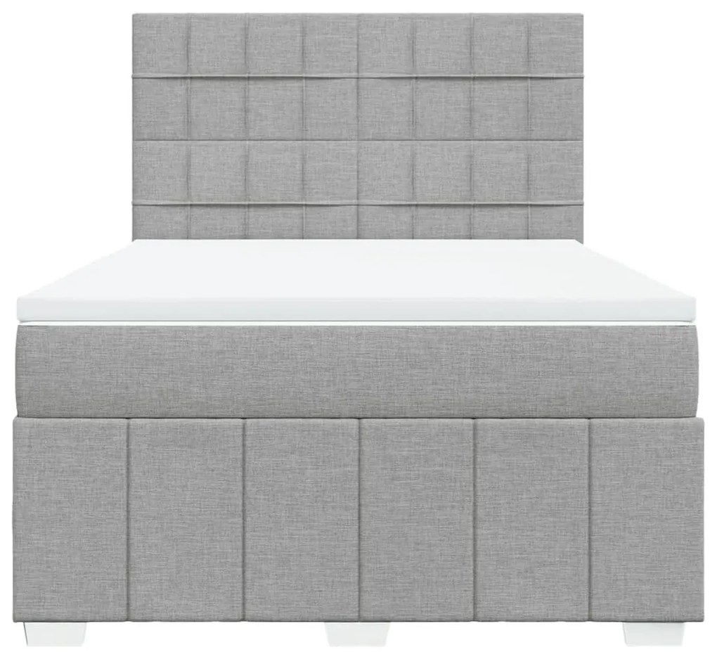 Κρεβάτι Boxspring με Στρώμα Ανοιχτό Γκρι 140x190 εκ. Υφασμάτινο - Γκρι