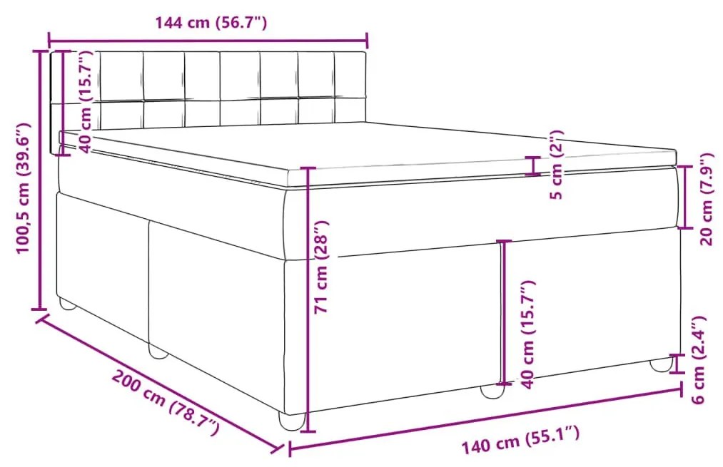 Κρεβάτι Boxspring με Στρώμα Μπλε 140x200 εκ. Υφασμάτινο - Μπλε