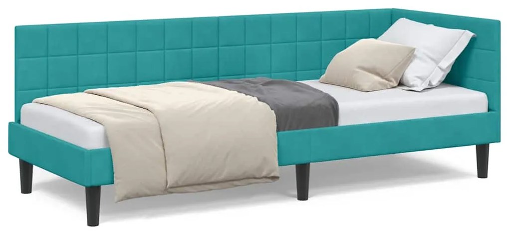 vidaXL Κρεβάτι Γωνίας με κεφαλάρι Τιρκουάζ 80 εκ x 200 εκ Βελούδο