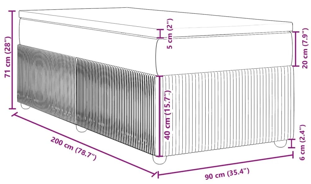 Κρεβάτι Boxspring με Στρώμα Σκούρο Πράσινο 90x200 εκ. Βελούδινο - Πράσινο