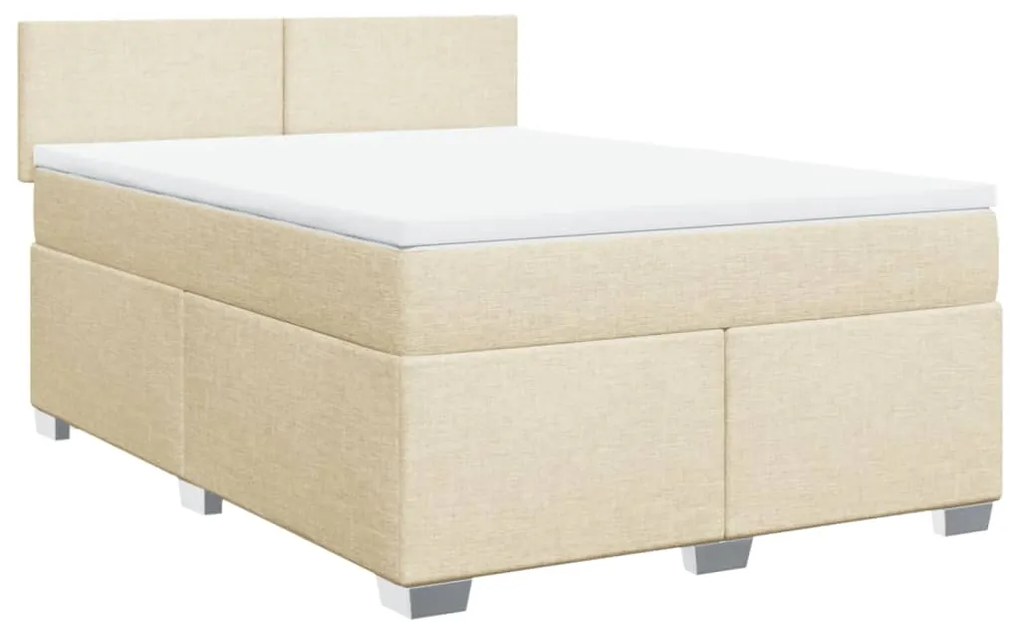 Κρεβάτι Boxspring με Στρώμα Κρεμ 160x200 εκ. Υφασμάτινο - Κρεμ