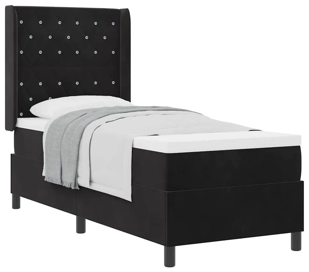 vidaXL Κρεβάτι με ελατήρια με κεφαλάρι Μαύρο 80 x 200 cm Βελούδο