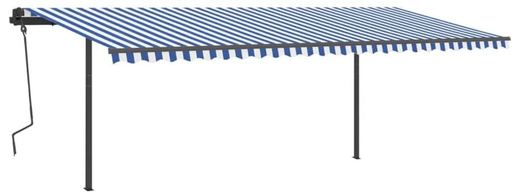 vidaXL Τέντα Συρόμενη Αυτόματη με Στύλους Μπλε / Λευκό 6 x 3 μ.