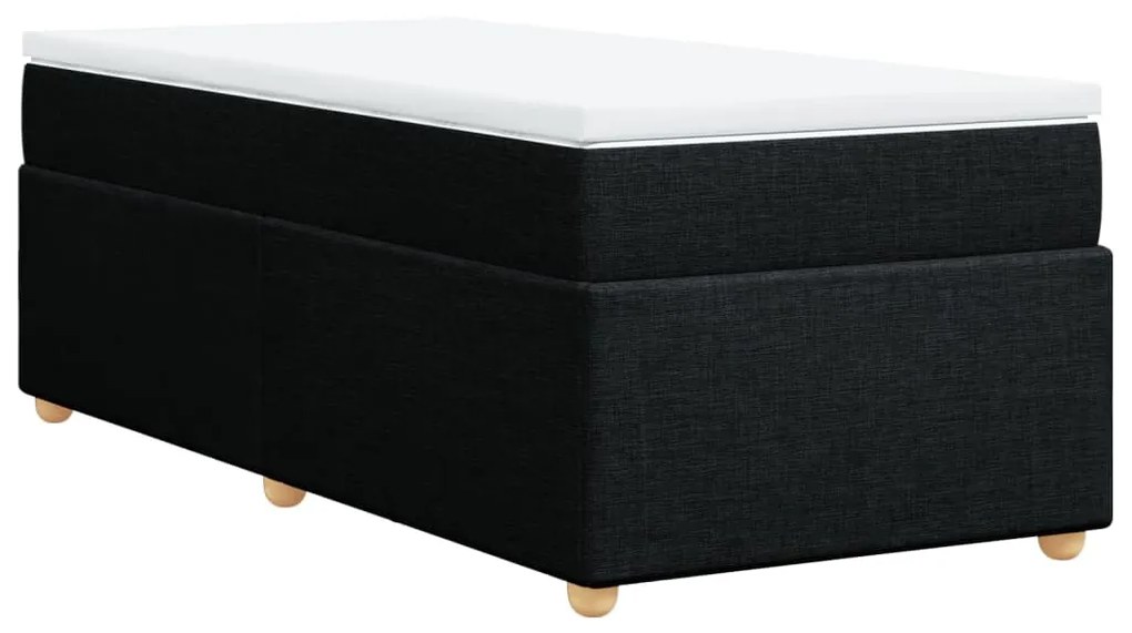 vidaXL Κρεβάτι Boxspring με Στρώμα Μαύρο 80 x 200 εκ. Υφασμάτινο