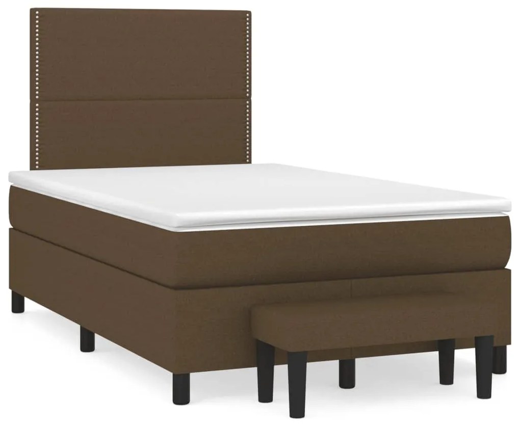 vidaXL Κρεβάτι Boxspring με Στρώμα Σκούρο Καφέ 120x190 εκ Υφασμάτινο