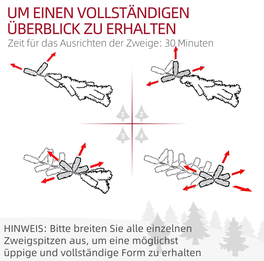 HOMCOM Τεχνητό Χριστουγεννιάτικο Δέντρο, πυράντοχο, με τεχνητό χιόνι, λεπτό, ατσάλινη βάση, 75 x 210 εκ., Πράσινο