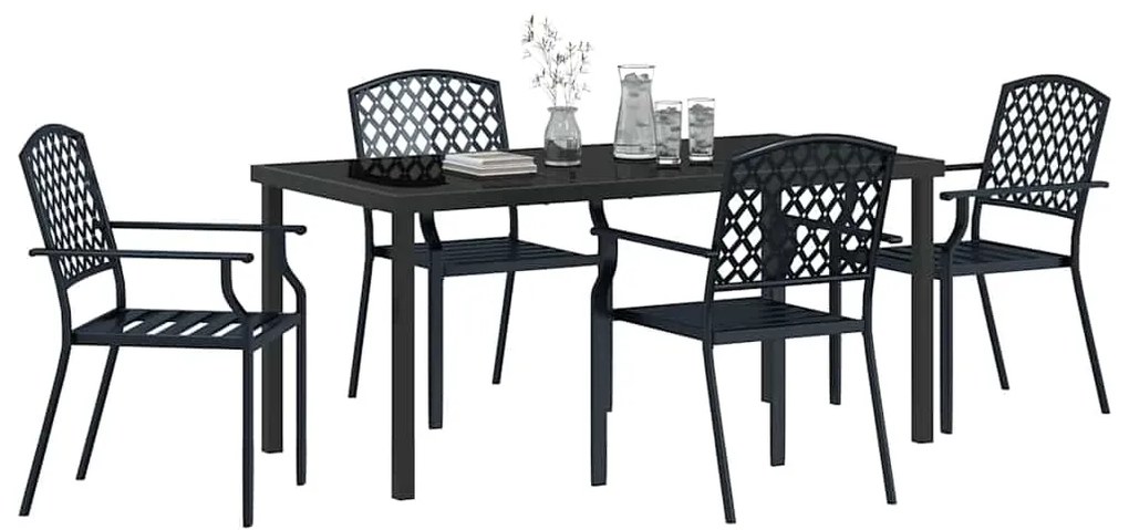 vidaXL Σέτ φαγητού για κήπο 5 pcs Ανθρακί Ατσάλι
