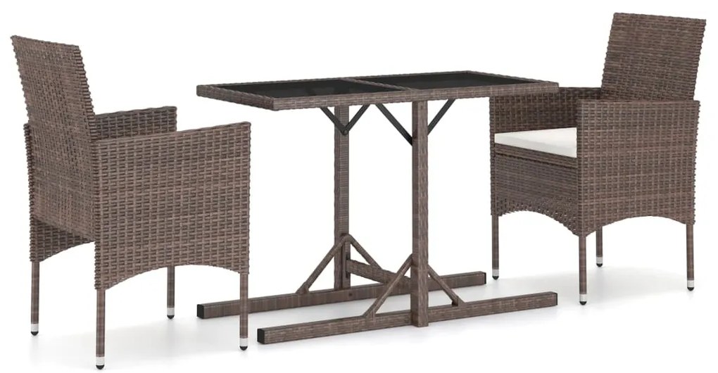 vidaXL Σετ Τραπεζαρίας Κήπου 3 Τεμαχίων Καφέ