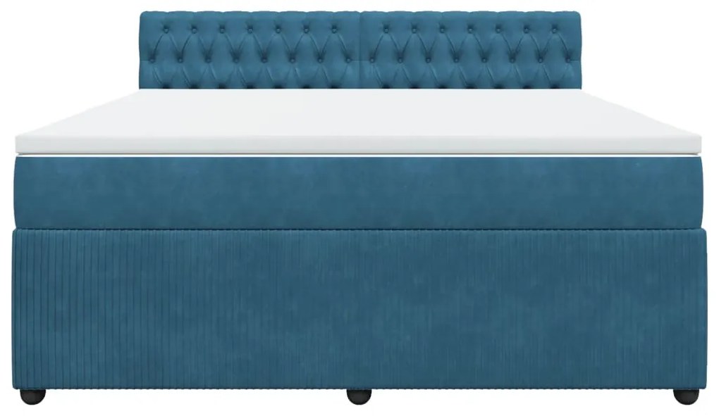 vidaXL Κρεβάτι Boxspring με Στρώμα Μπλε 180x200 εκ. Βελούδινο