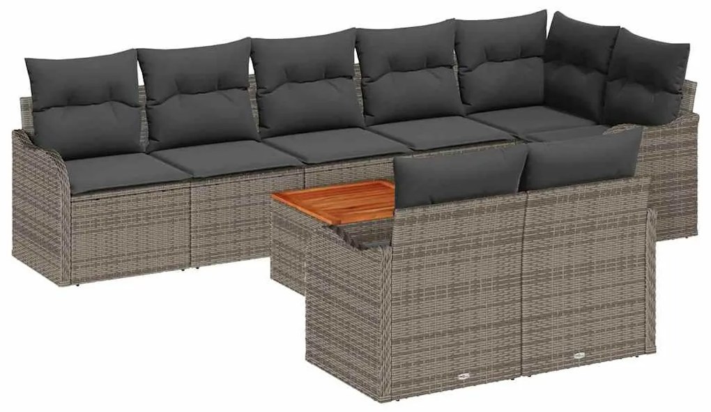 vidaXL Σετ Καναπέ Κήπου 9 pcs Γκρι Πολυ ράταν