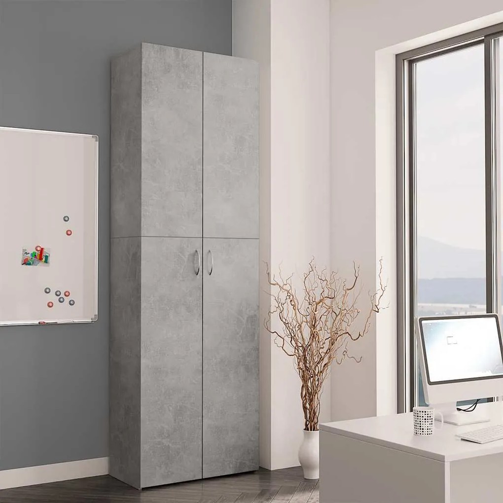 vidaXL Ντουλάπα Γραφείου Γκρι Σκυροδέματος 60x32x190 εκ. Επεξ. Ξύλο