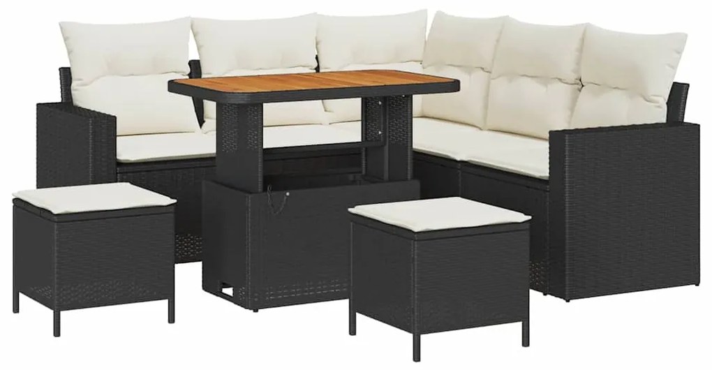 vidaXL Σετ Καναπέ Κήπου 8 pcs Μαύρο συνθετικό ρατάν