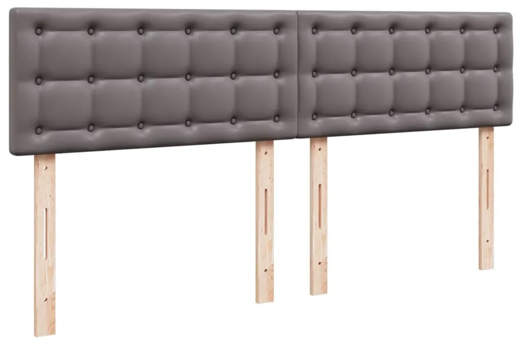 vidaXL Κρεβάτι Boxspring με Στρώμα Γκρι 200x200 εκ. Συνθετικό Δέρμα