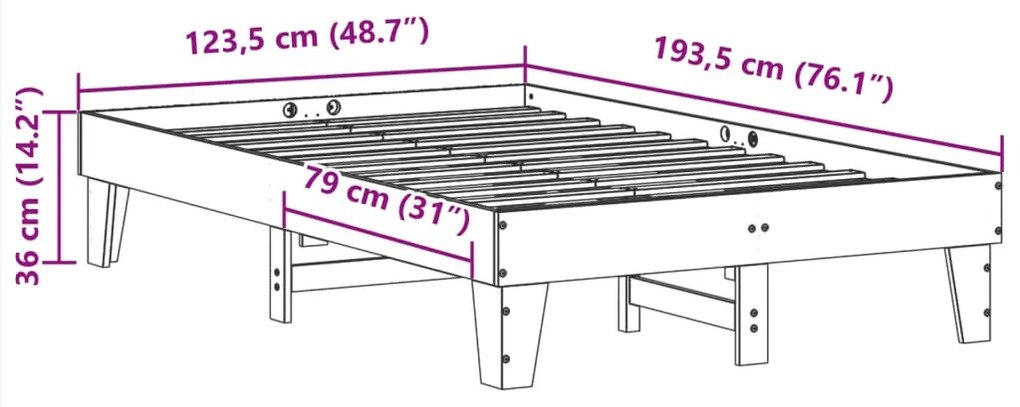 ΣΚΕΛΕΤΟΣ ΚΡΕΒΑΤΙΟΥ ΧΩΡΙΣ ΣΤΡΩΜΑ 120X190 ΕΚ ΜΑΣΙΦ ΞΥΛΟ ΠΕΥΚΟΥ 855373