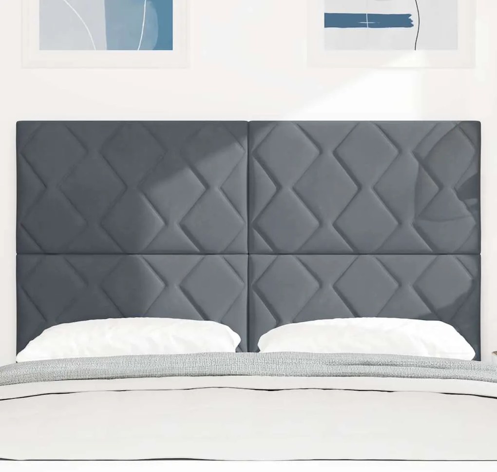 vidaXL LED Κεφαλάρι με φώτα λωρίδας LED Σκούρο γκρι 160 cm Βελούδο