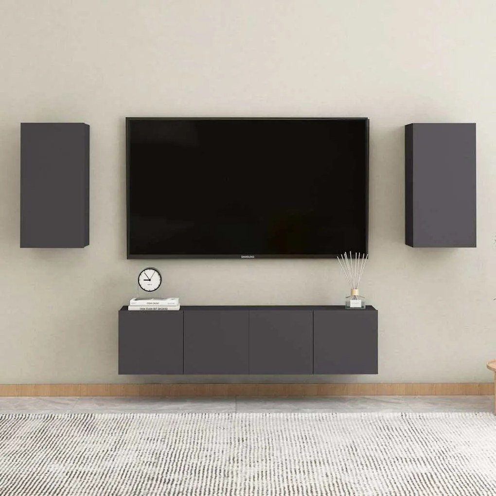 vidaXL Έπιπλα Τηλεόρασης 2 τεμ. Γκρι 30,5 x 30 x 60 εκ. Επεξ. Ξύλο