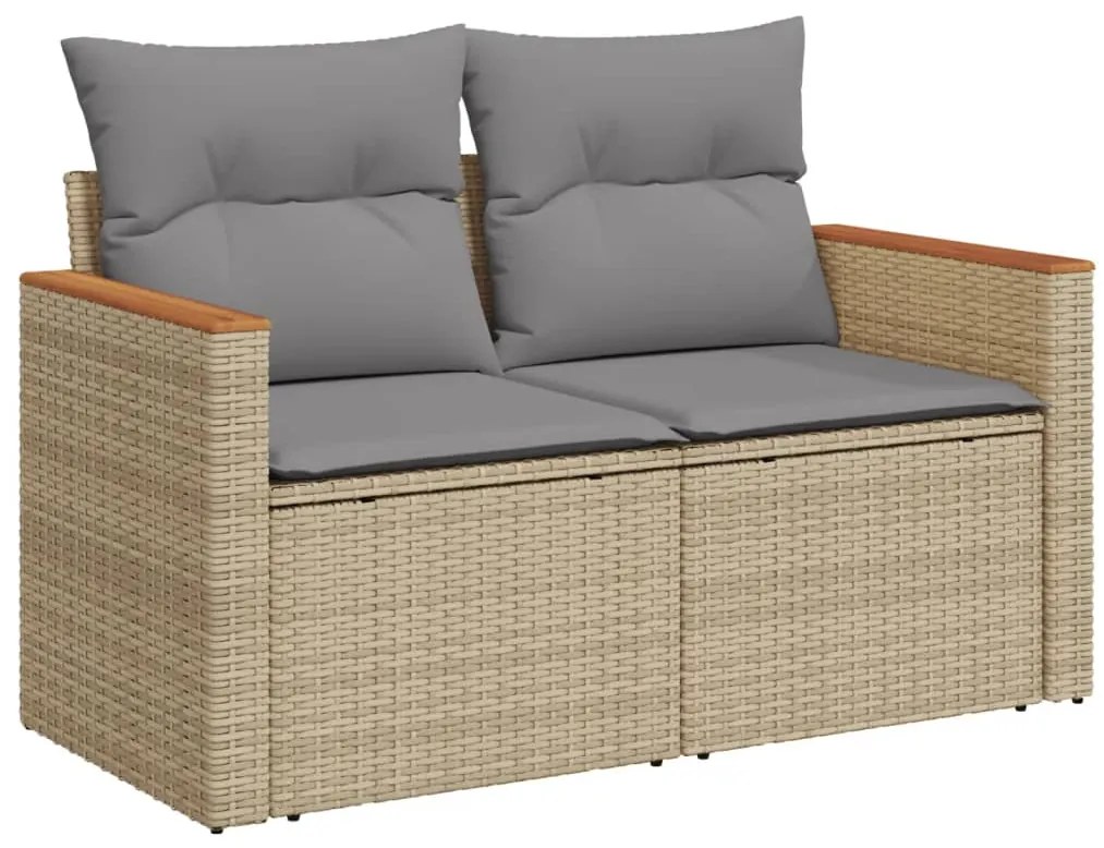 vidaXL Σετ Καναπέ Κήπου 8 τεμ. Μικτό Μπεζ Συνθετικό Ρατάν με Μαξιλάρια