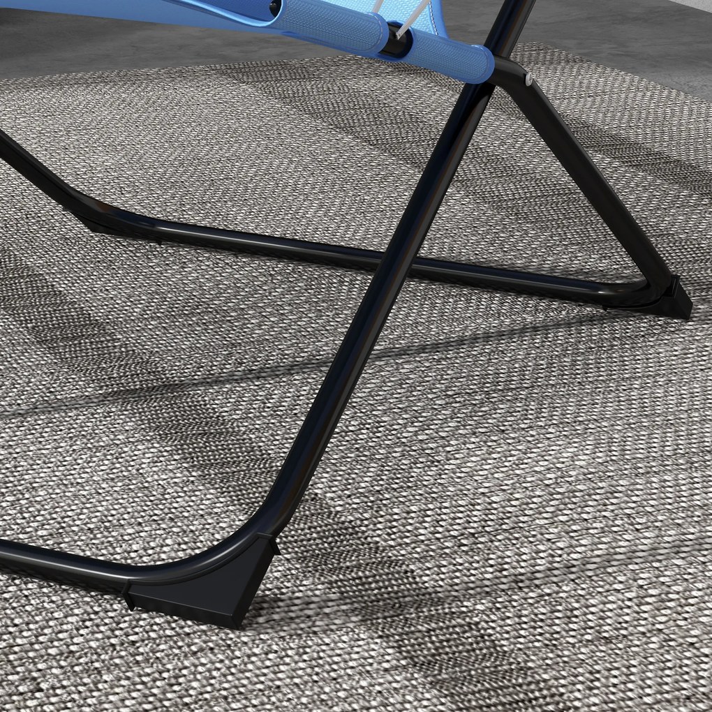 Outsunny Αναδιπλούμενη Καρέκλα, 4 θέσεων, αναπνέουσα, μεταλλικό σκελετό, 69 x 91 x 96 εκ., Μαύρο/Μπλε