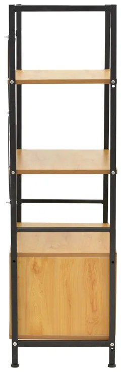 Ραφιέρα επιδαπέδια με ντουλάπι Kuili pakoworld μέταλλο μαύρο-mdf σε oak απόχρωση 60x36x121εκ