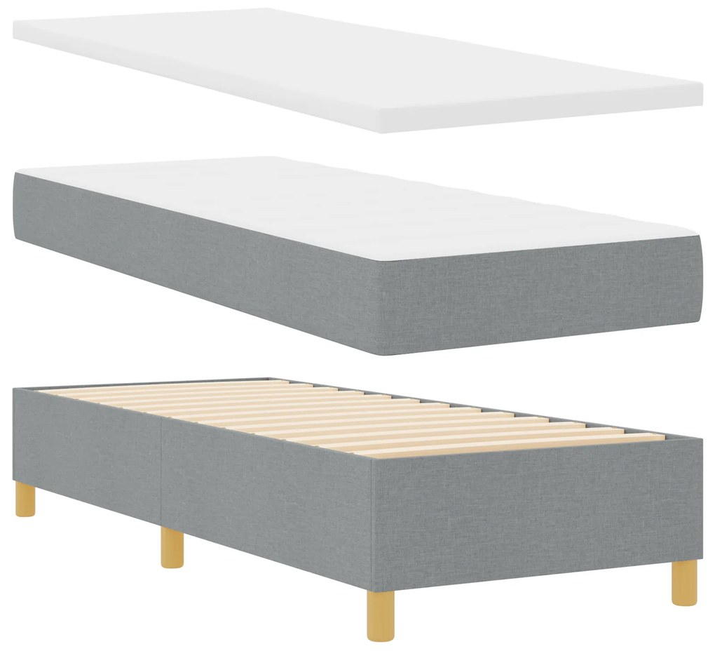 vidaXL Κρεβάτι Box Spring με Στρώμα & LED Φως Γκρι 80x200 εκ. Υφάσματα