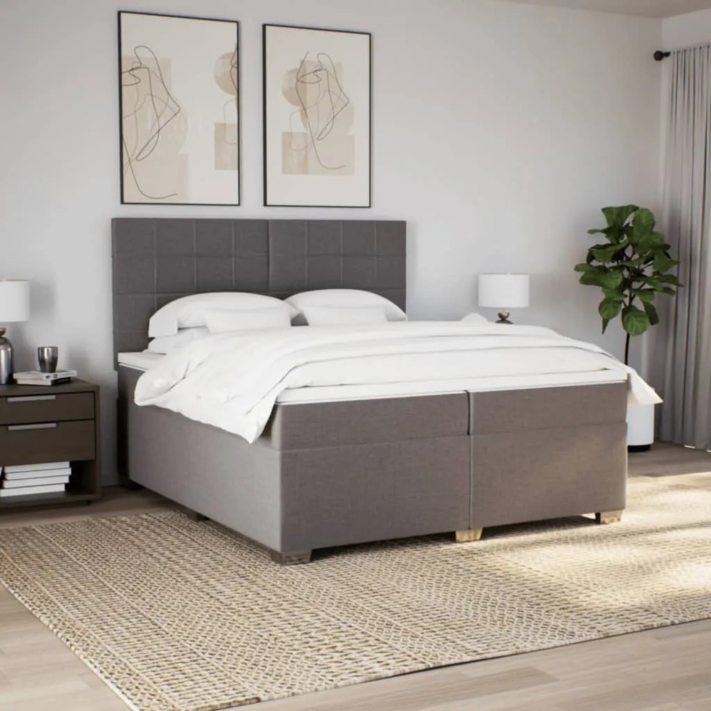 vidaXL Κρεβάτι Boxspring με Στρώμα Taupe 200x200 εκ. Υφασμάτινο