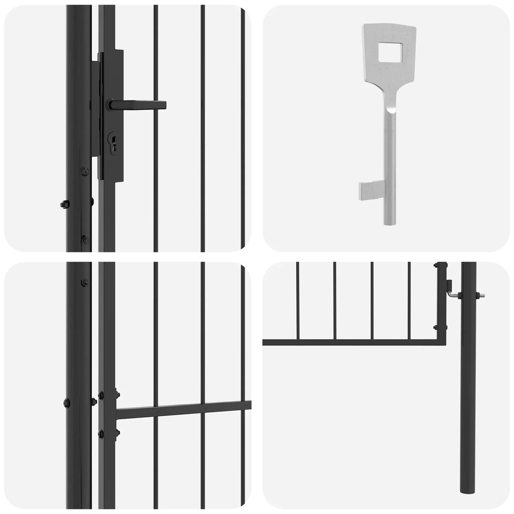 vidaXL Πύλη Κήπου, Πύλη Φράχτη Γκρι 200 x 100 cm 100 x 200 cm Ατσάλι