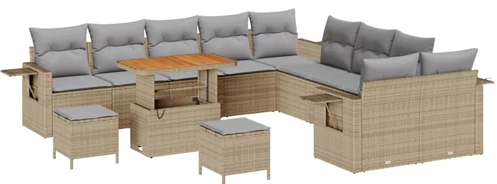 vidaXL Σετ Καναπέ Κήπου 13 pcs Μπεζ συνθετικό ρατάν