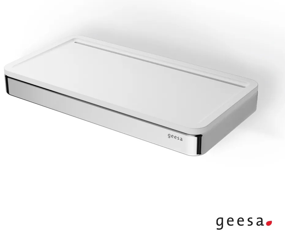 Εταζέρα με Σχισμή Αποστράγγισης 21*10,8*2,5 εκ. Geesa Frame White Matt / Chrome 8804-300