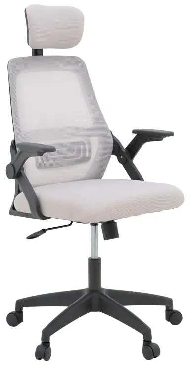 Καρέκλα γραφείου Peja pakoworld mesh ύφασμα γκρι-μπεζ με μαύρο σκελετό 58x60x107-117εκ