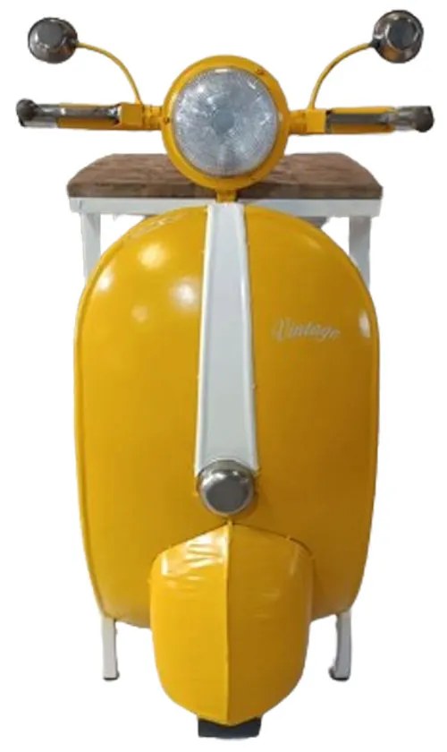 MINI VESPA SIDE TABLE ΜΕ ΡΑΦΙΑ ΚΙΤΡΙΝΟ ΛΕΥΚΟ ΦΥΣΙΚΟ 61x45xH88cm - 04-0989