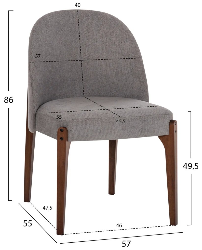 ΚΑΡΕΚΛΑ ΤΡΑΠΕΖΑΡΙΑΣ RAMMER HM9744.01 RUBBERWOOD ΣΕ ΚΑΡΥΔΙ-ΓΚΡΙ ΥΦΑΣΜΑ 57x55x86Υεκ. - 0529077 - HM9744.01