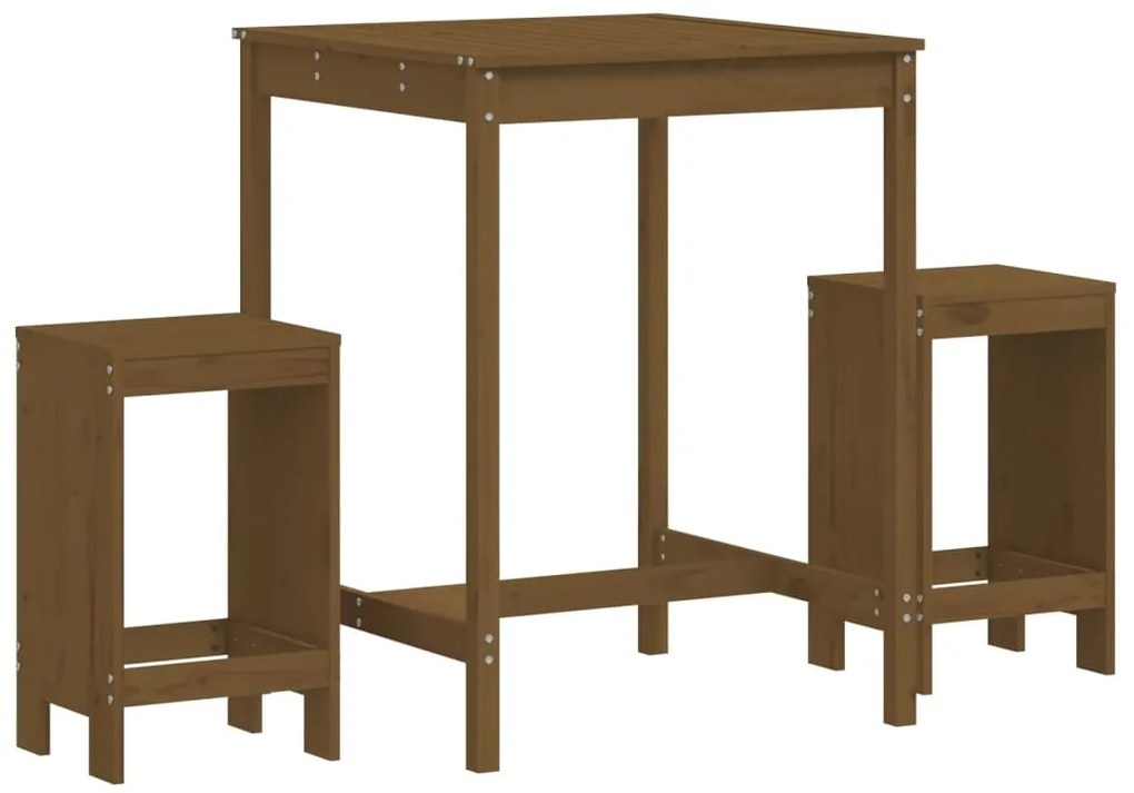 vidaXL Σετ Επίπλων Μπαρ Κήπου 3 Τεμαχίων Μελί από Μασίφ Ξύλο Πεύκου