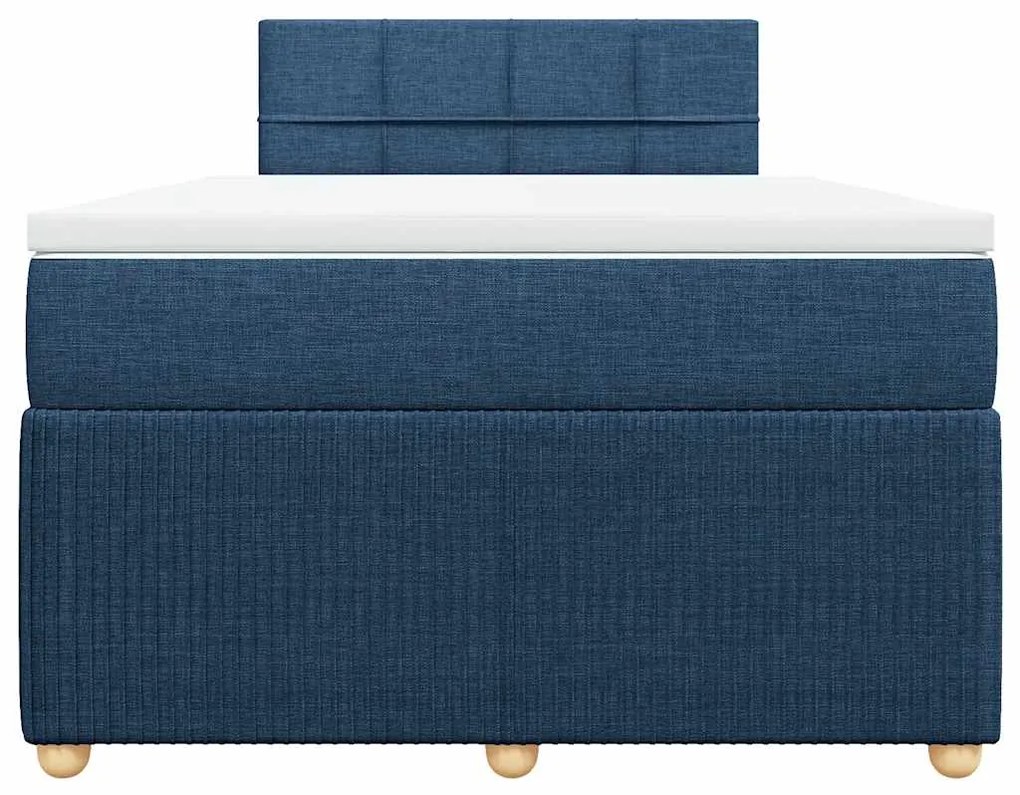 vidaXL Κρεβάτι Boxspring με Στρώμα Μπλε 120x190 εκ. Υφασμάτινο
