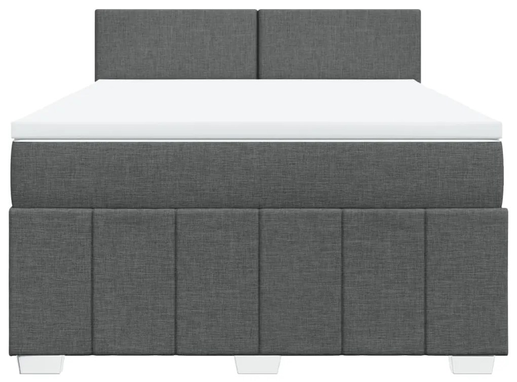 vidaXL Κρεβάτι Boxspring με Στρώμα Σκούρο Γκρι 140x190 εκ. Υφασμάτινο